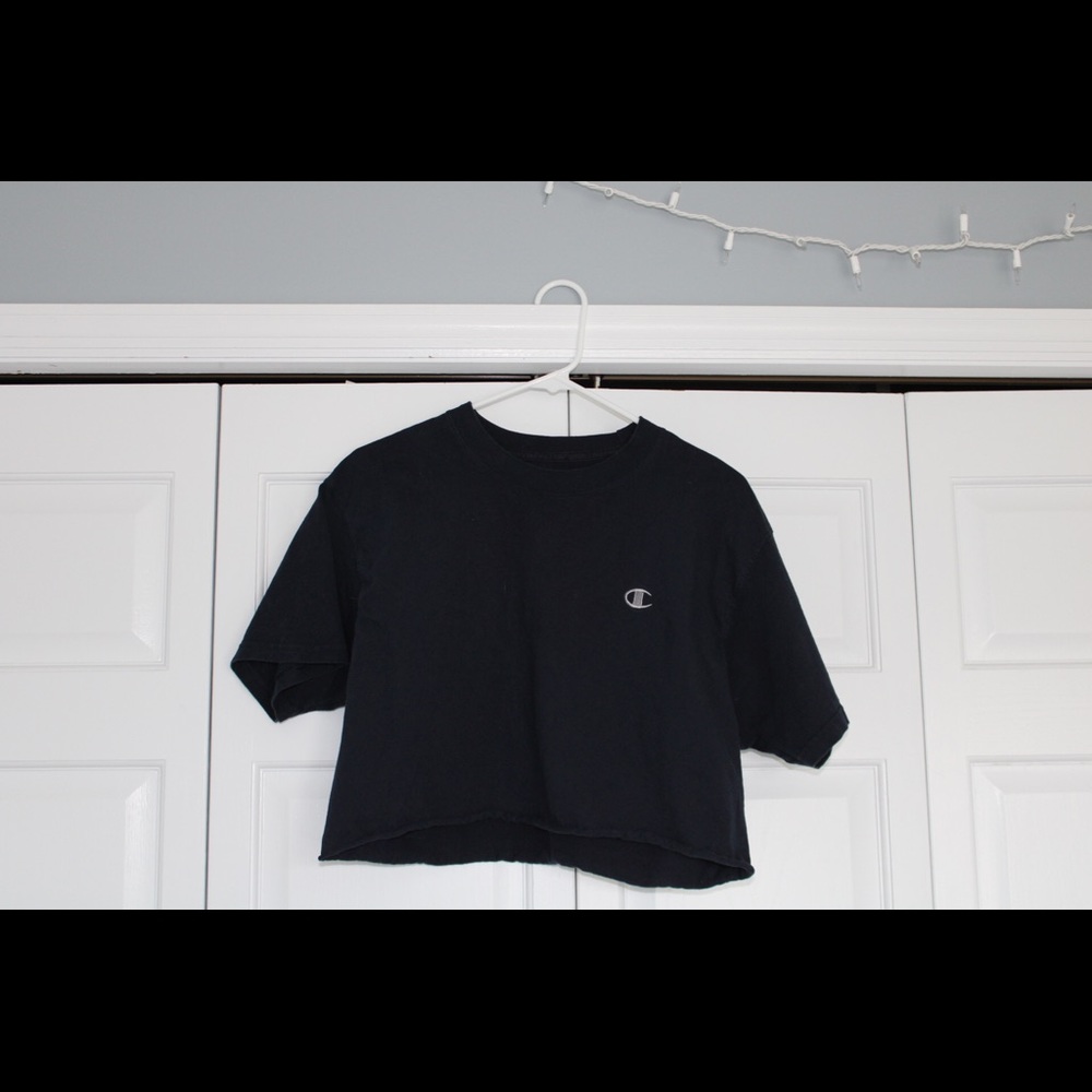 vintage navy champion cropped t-shirt